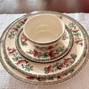 2 sets of Johnson Brothers Ironstone dinnerware “Indian Tree” pattern